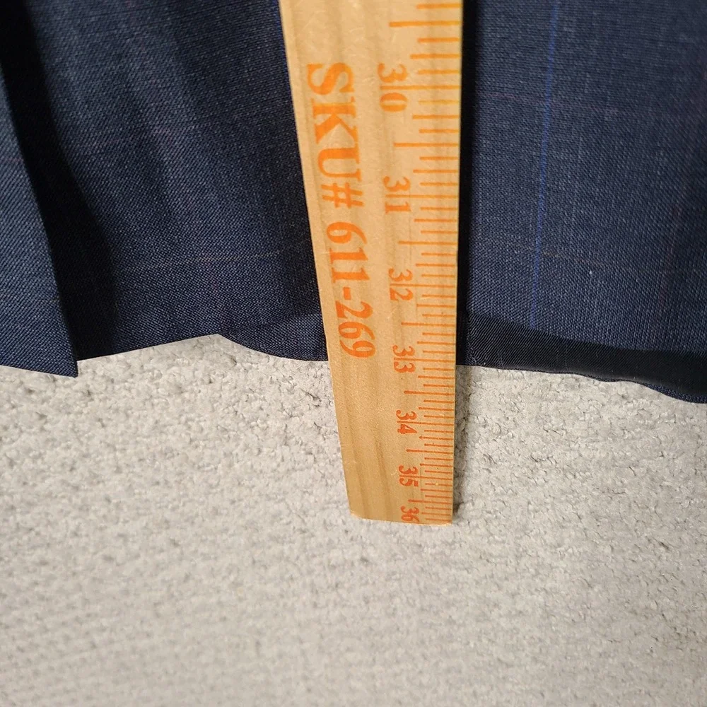 Vintage Christian Brooks Jacket Mens 46L Blue Plaid Blazer Two Button Wool Coat